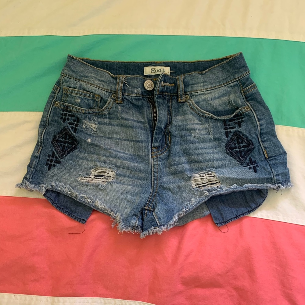 embroidered jean shorts
